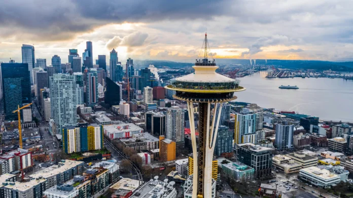 Seattle skyline with the Space Needle, representing Washington Business Entity Search and the state’s business landscape.